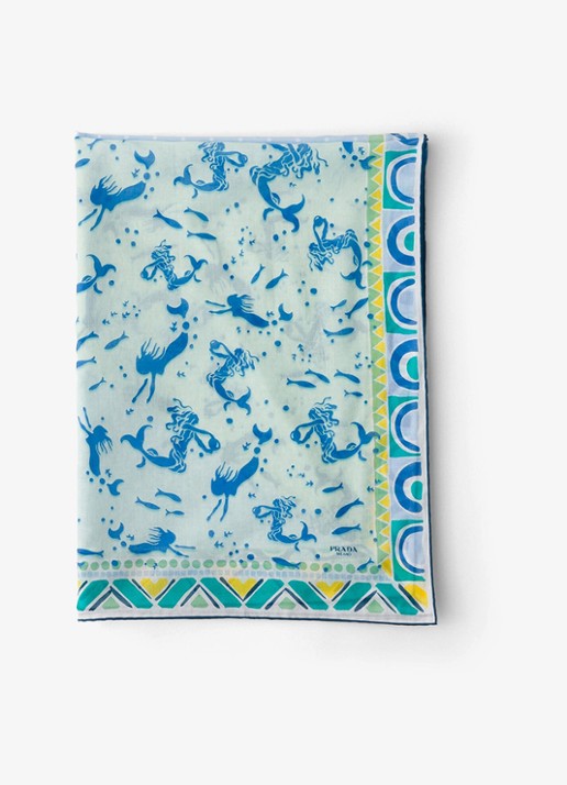 Prada Pareo met print 140 x 90 cm - voorkant 2 blauw