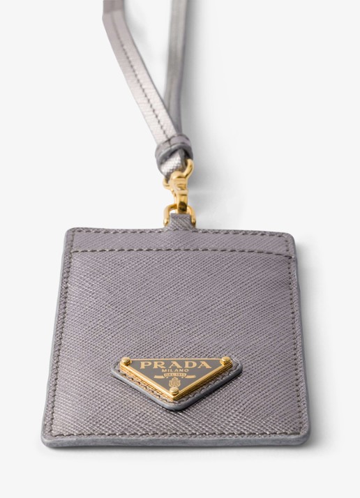 Prada Pasjeshouder van kalfsleer met afneembaar koord - detail 3 zilver