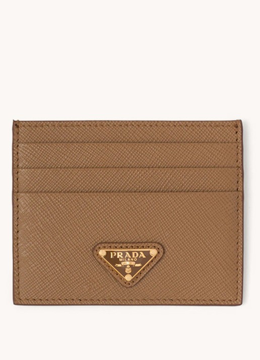 Prada Pasjeshouder van kalfsleer - voorkant lichtbruin