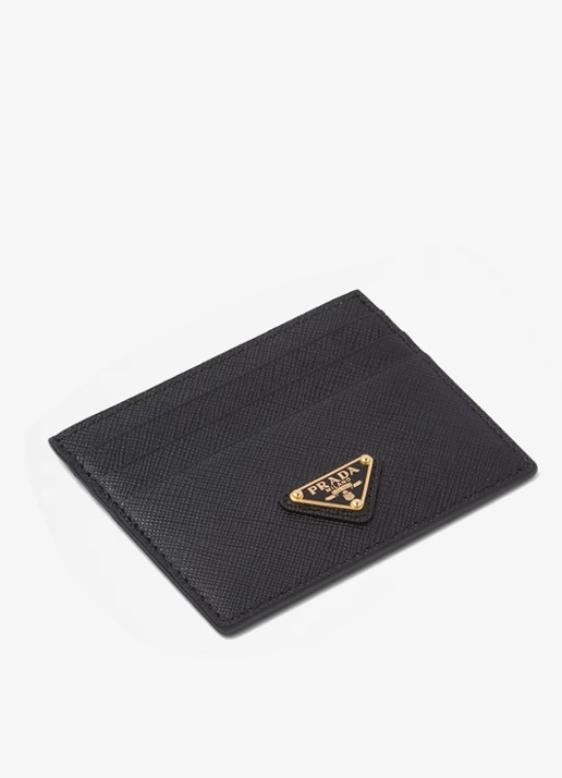 Prada Pasjeshouder van kalfsleer - detail zwart
