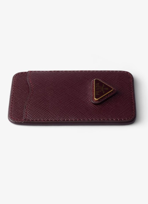 Prada Pasjeshouder van kalfsleer - detail bordeauxrood