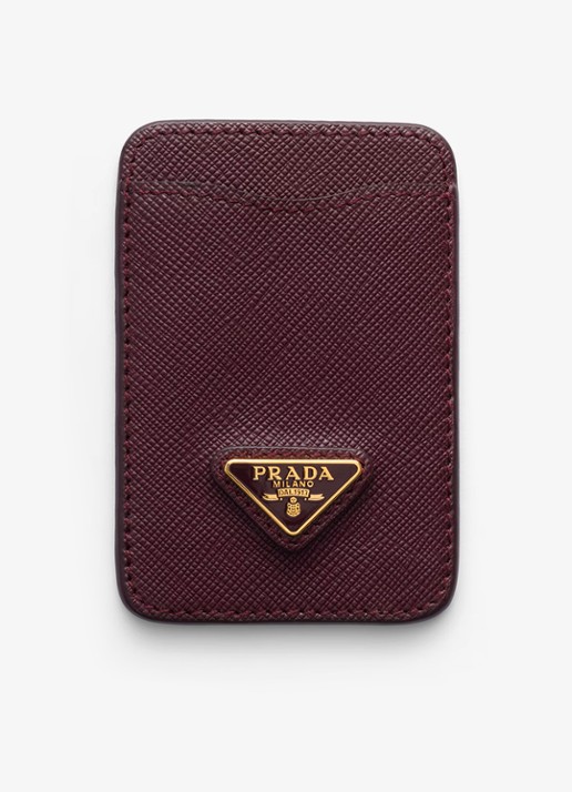 Prada Pasjeshouder van kalfsleer - voorkant 2 bordeauxrood