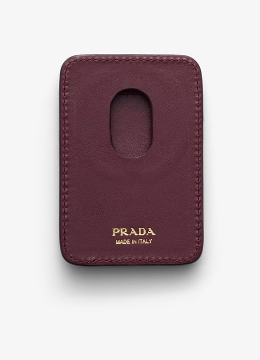 Prada Pasjeshouder van kalfsleer - voorkant 3 bordeauxrood