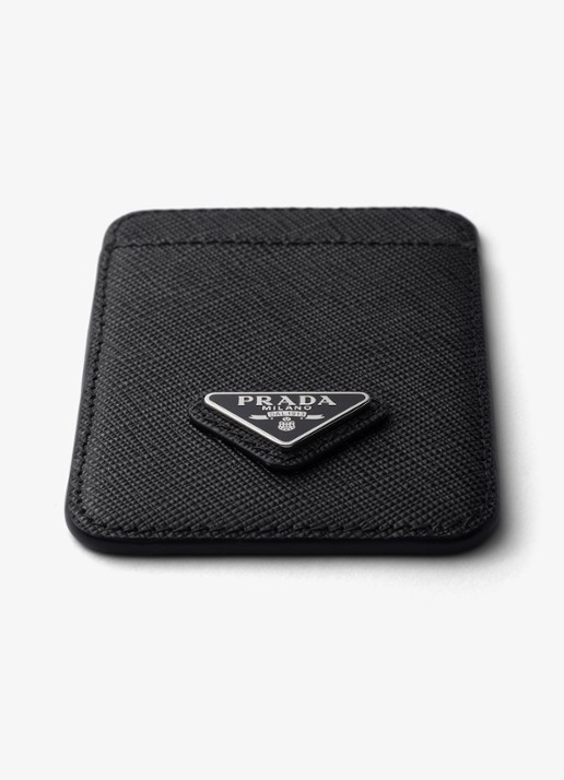 Prada Pasjeshouder van leer met logo voor MagSafe - detail zwart