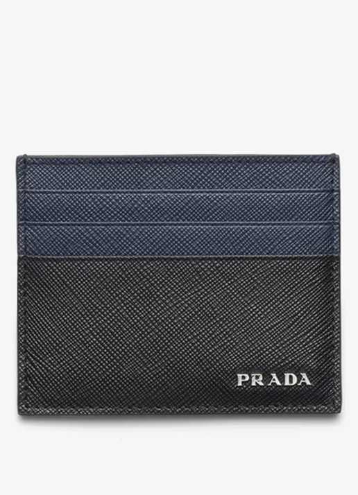 Prada Pasjeshouder van leer met logo - voorkant zwart