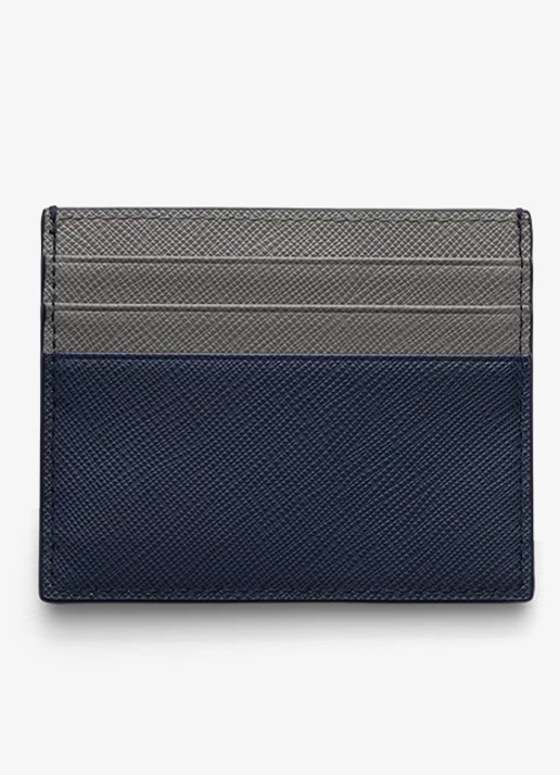 Prada Pasjeshouder van leer met logo - voorkant 2 donkerblauw