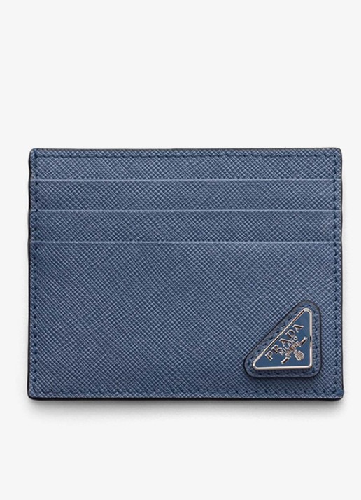 Prada Pasjeshouder van leer - voorkant donkerblauw