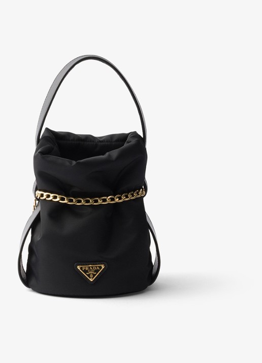 Prada Petit Sac Noir Re-Nylon Mini handtas met leren details