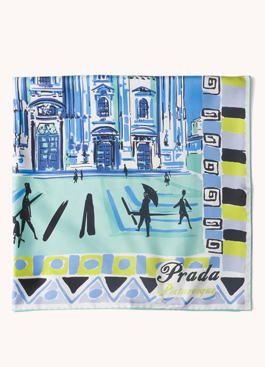 Prada Pittoresque Milan sjaal van zijde 90 x 90 cm