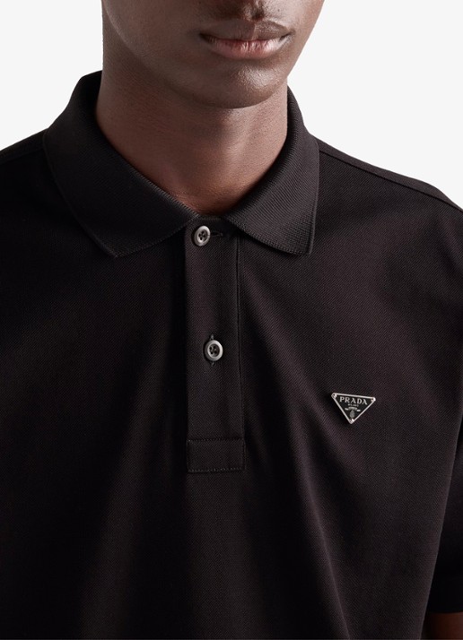 Prada Polo van piqué katoen  - detail 4 diepzwart