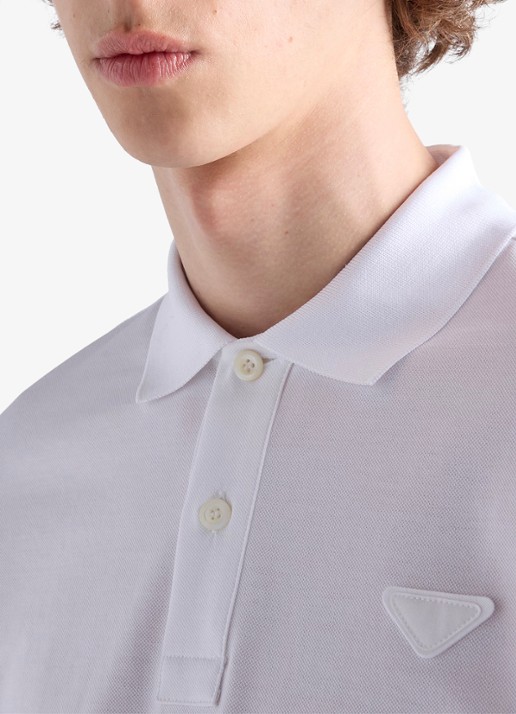 Prada Polo van piqué katoen  - detail 4 wit