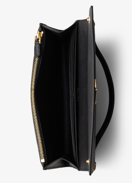 Prada Portemonnee van kalfsleer met afneembare schouderriem - detail 3 zwart