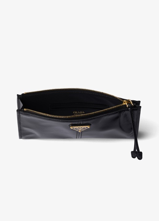 Prada Portemonnee van kalfsleer met logo - voorkant 4 zwart