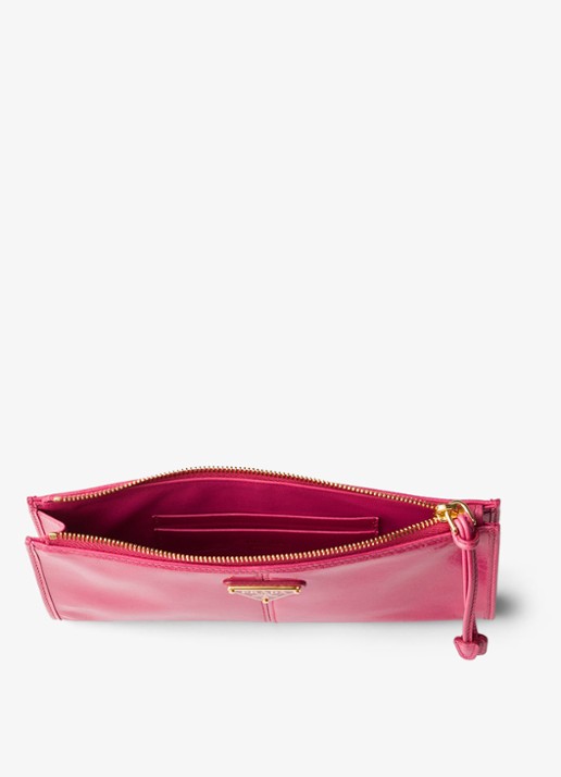 Prada Portemonnee van kalfsleer met logo - voorkant 2 roze