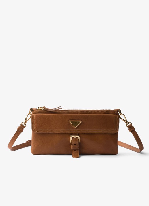 Prada Portemonnee van lamsleer met afneembare schouderriem