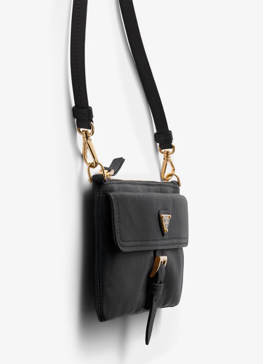 Prada Portemonnee van lamsleer met afneembare schouderriem - detail 2 zwart