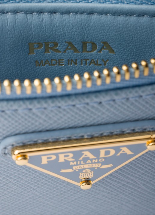 Prada Portemonnee van leer - detail 3 lichtblauw