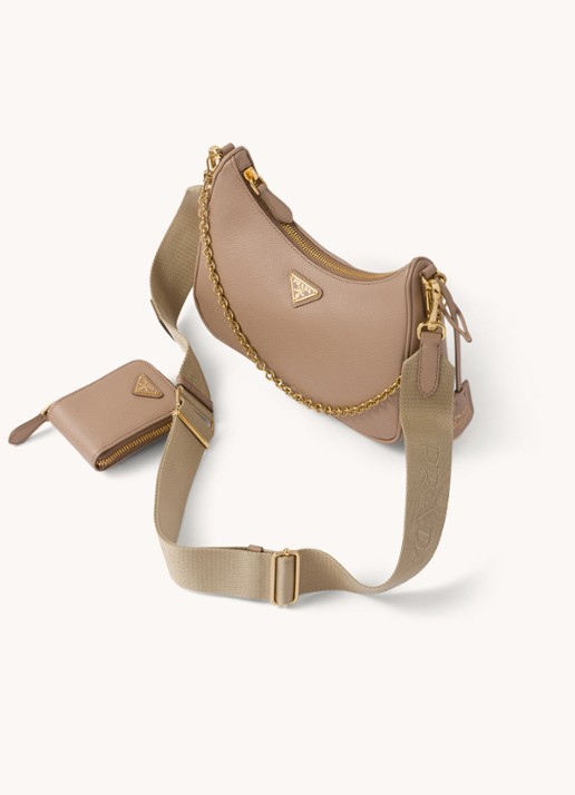 Prada Prada Re-Edition 2005 crossbodytas van leer - achterkant donkerbeige