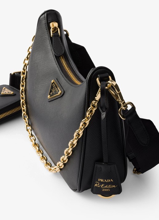Prada Prada Re-Edition 2005 crossbodytas van leer - detail zwart