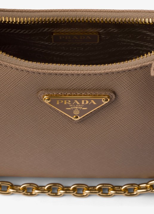 Prada Prada Re-Edition 2005 crossbodytas van leer - detail 2 lichtbruin