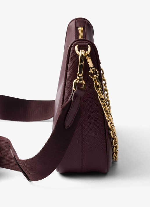Prada Prada Re-Edition 2005 crossbodytas van leer - detail 4 bordeauxrood
