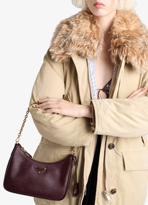 Prada Prada Re-Edition 2005 crossbodytas van leer - voorkant 3 bordeauxrood