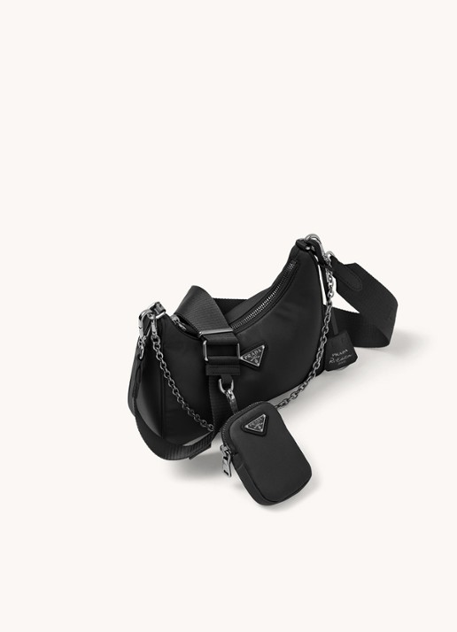Prada Prada Re-Edition 2005 Re-Nylon crossbodytas met leren details - achterkant zilver