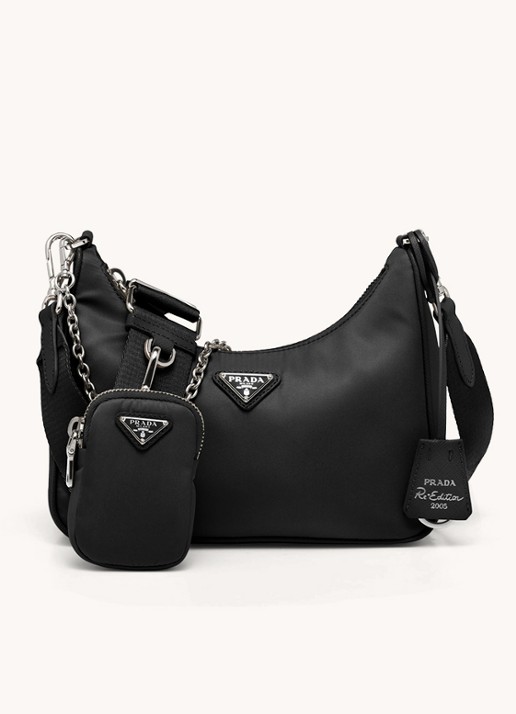 Prada Prada Re-Edition 2005 Re-Nylon crossbodytas met leren details