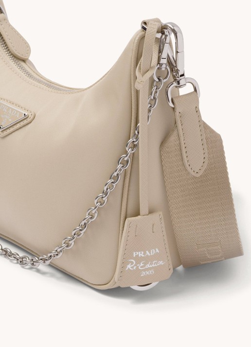 Prada Prada Re-Edition 2005 Re-Nylon crossbodytas met leren details - detail 4 beige