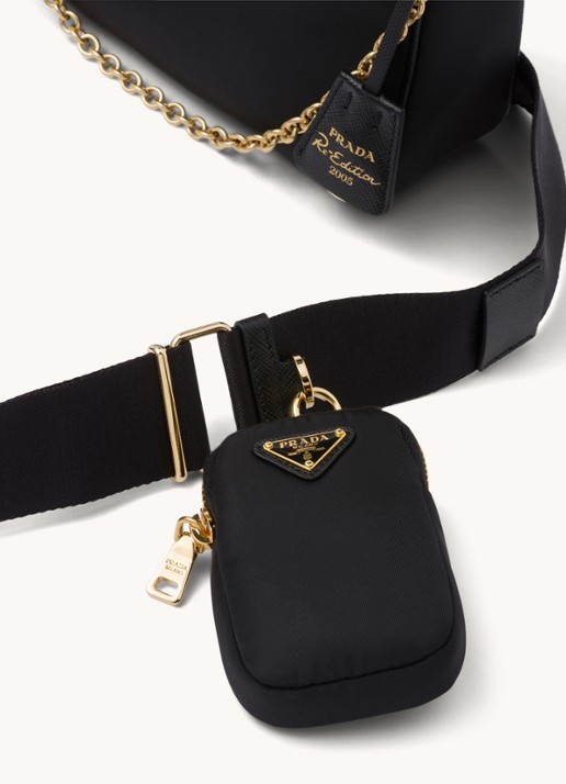 Prada Prada Re-Edition 2005 Re-Nylon crossbodytas met leren details - detail 3 goud