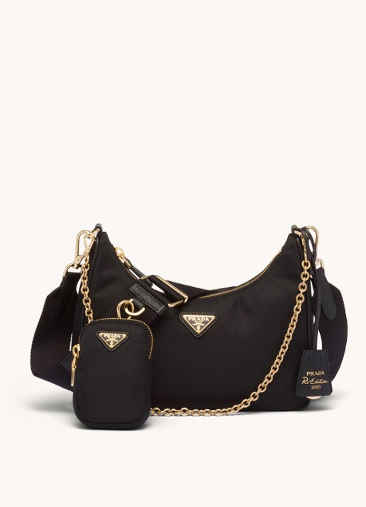Prada Prada Re-Edition 2005 Re-Nylon crossbodytas met leren details