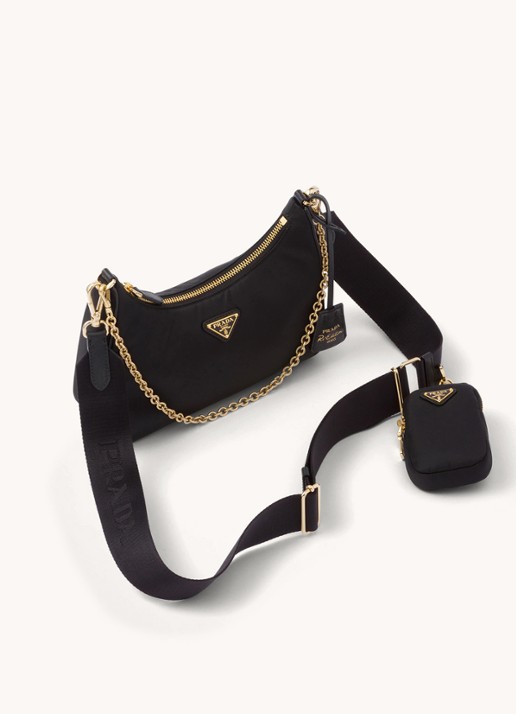 Prada Prada Re-Edition 2005 Re-Nylon crossbodytas met leren details - voorkant 6 goud
