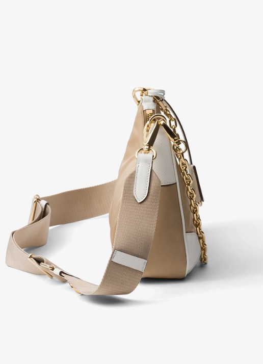Prada Prada Re-Edition 2005 Re-Nylon crossbodytas met leren details - detail 4 donkerbeige