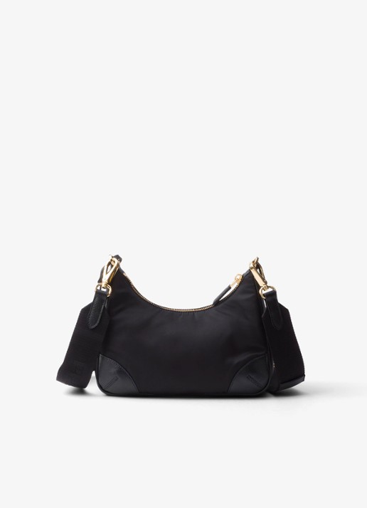 Prada Prada Re-Edition 2005 Re-Nylon crossbodytas met leren details - achterkant 5 diepzwart