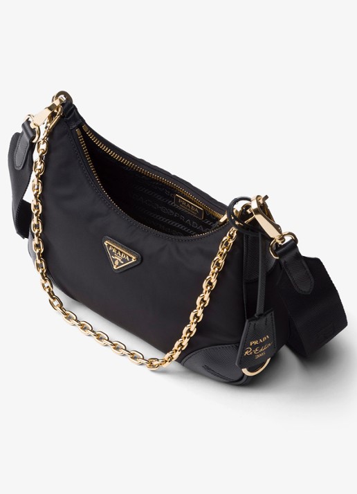 Prada Prada Re-Edition 2005 Re-Nylon crossbodytas met leren details - detail 2 diepzwart