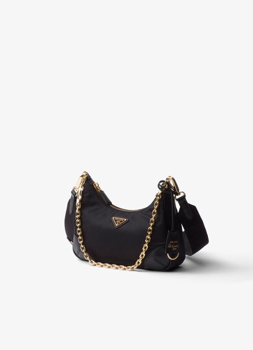 Prada Prada Re-Edition 2005 Re-Nylon crossbodytas met leren details - voorkant 4 diepzwart