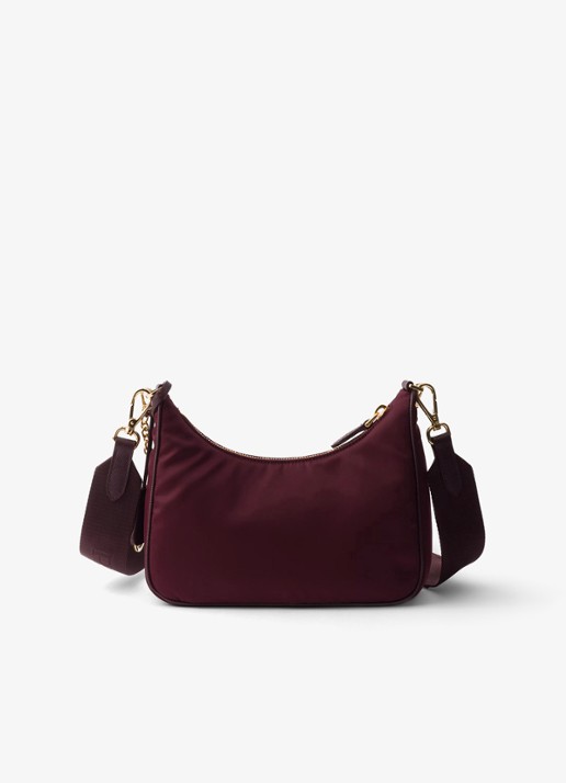 Prada Prada Re-Edition 2005 Re-Nylon crossbodytas met leren details - achterkant 5 bordeauxrood