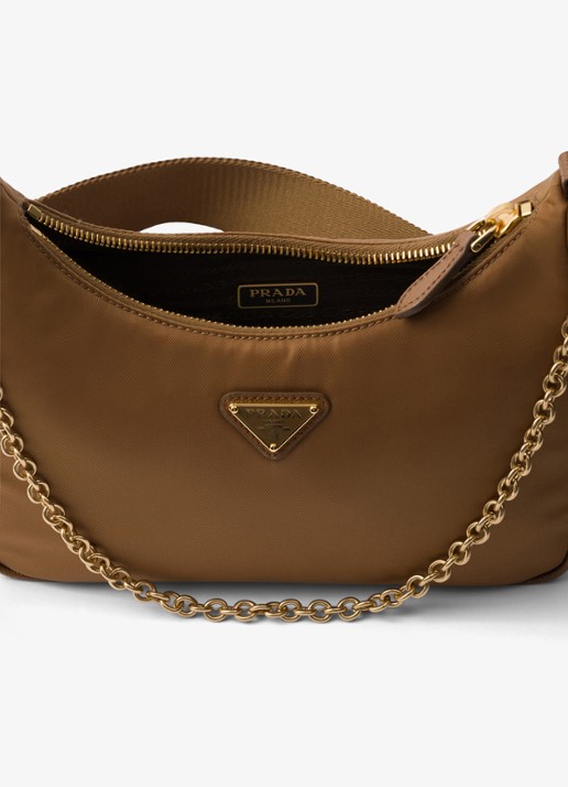 Prada Prada Re-Edition 2005 Re-Nylon crossbodytas met leren details - detail bruin