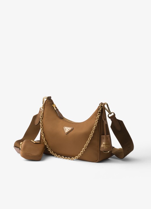 Prada Prada Re-Edition 2005 Re-Nylon crossbodytas met leren details - voorkant 4 bruin