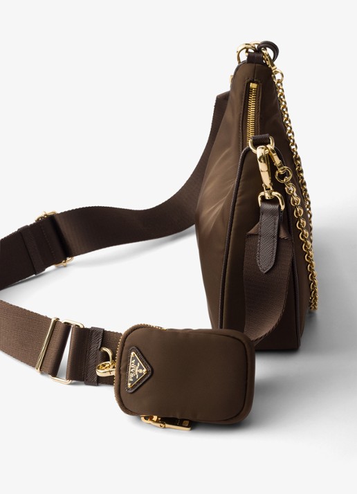 Prada Prada Re-Edition 2005 Re-Nylon crossbodytas met leren details - detail 3 donkerbruin