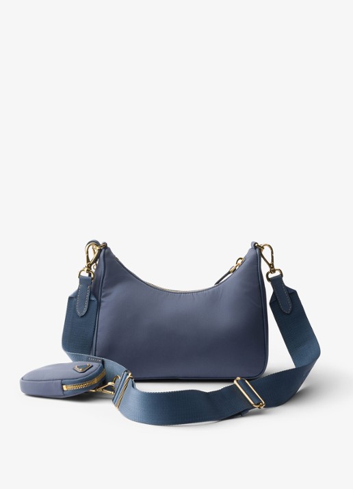 Prada Prada Re-Edition 2005 Re-Nylon crossbodytas met leren details - achterkant 4 staalblauw