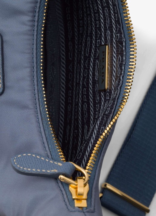 Prada Prada Re-Edition 2005 Re-Nylon crossbodytas met leren details - detail staalblauw