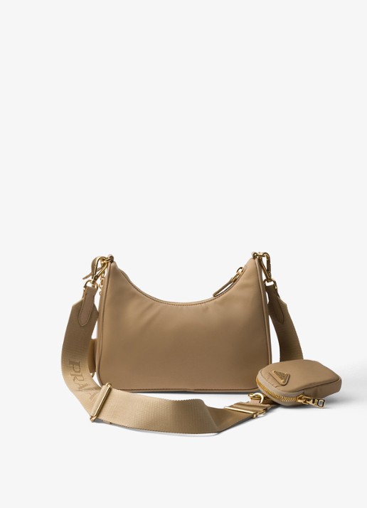 Prada Prada Re-Edition 2005 Re-Nylon crossbodytas met leren details - achterkant 5 camel