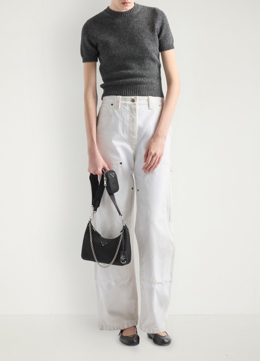 Prada Prada Re-Edition 2005 Re-Nylon crossbodytas met leren details - detail 4 zwart