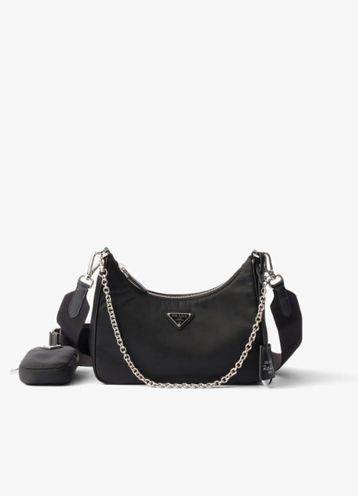 Prada Prada Re-Edition 2005 Re-Nylon crossbodytas met leren details - voorkant 6 zwart