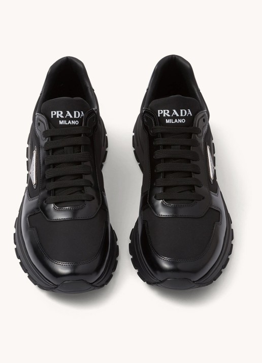 Prada Prax 01 Re-Nylon sneakers met leren details en logo - detail 4 zwart