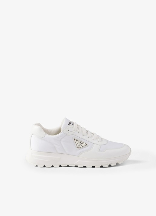 Prada Prax 01 Re-Nylon sneakers met leren details en logo - voorkant 6 wit