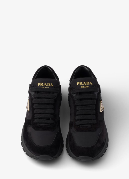 Prada Prax 2.0 Re-Nylon sneaker met suède details - detail 3 zwart