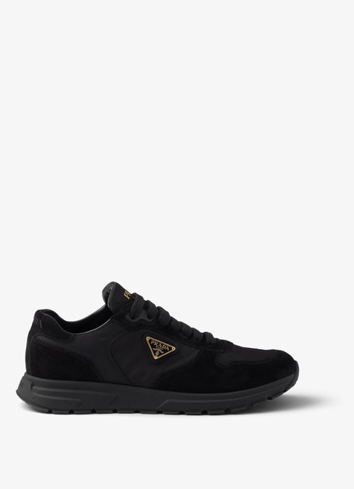 Prada Prax 2.0 Re-Nylon sneaker met suède details - voorkant 2 zwart
