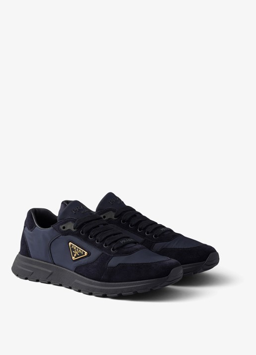 Prada Prax 2.0 Re-Nylon sneaker met suède details - voorkant 4 donkerblauw
